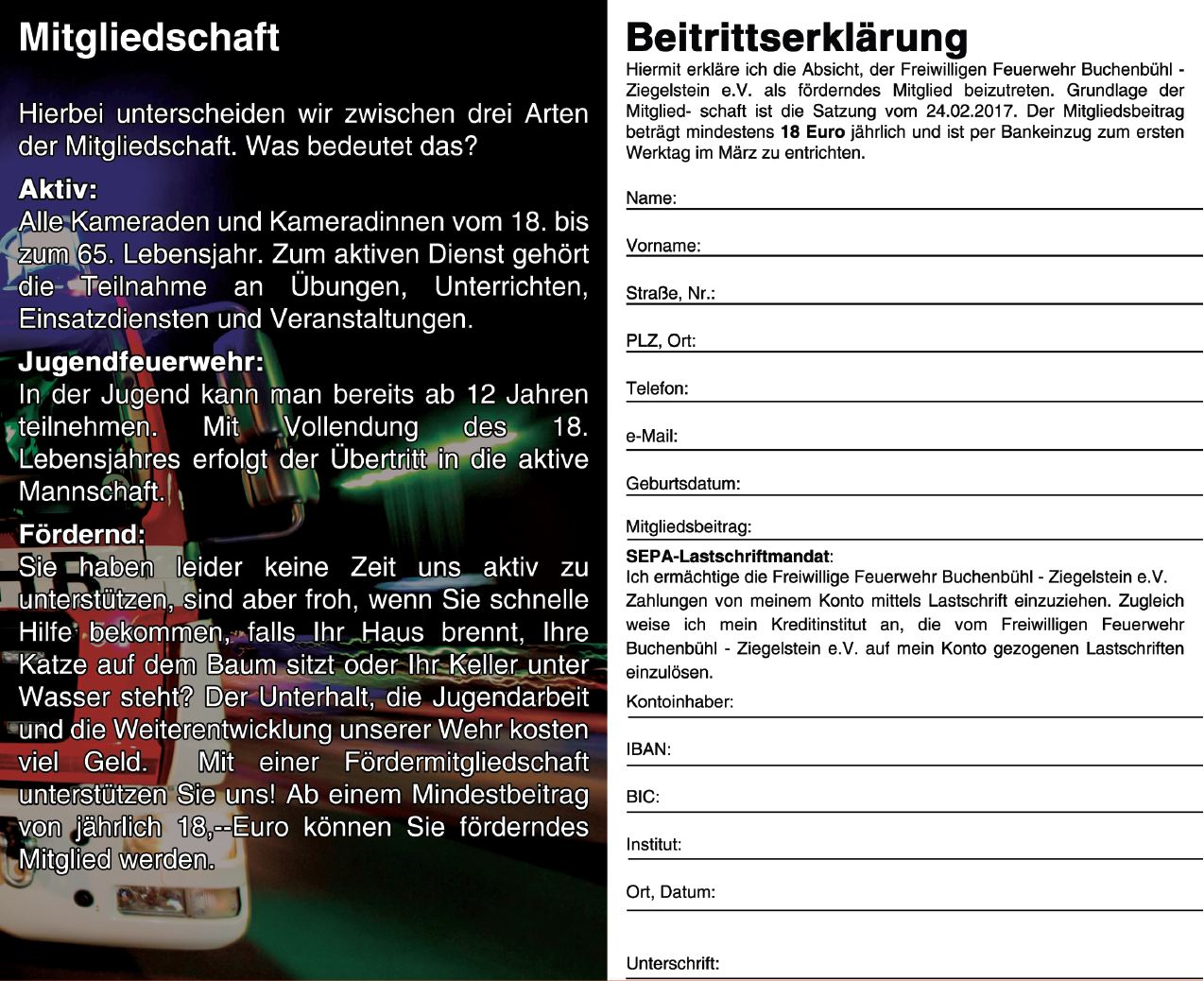 Mitgliedschaft bei der FF Buchenbühl